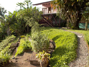 On-site gardens supply the organic produce for the restaurant.